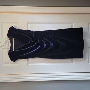 Black Label Navy Blue Velvet V-Neck Wrap Front Mini Dress Size 4 Worn ONCE!